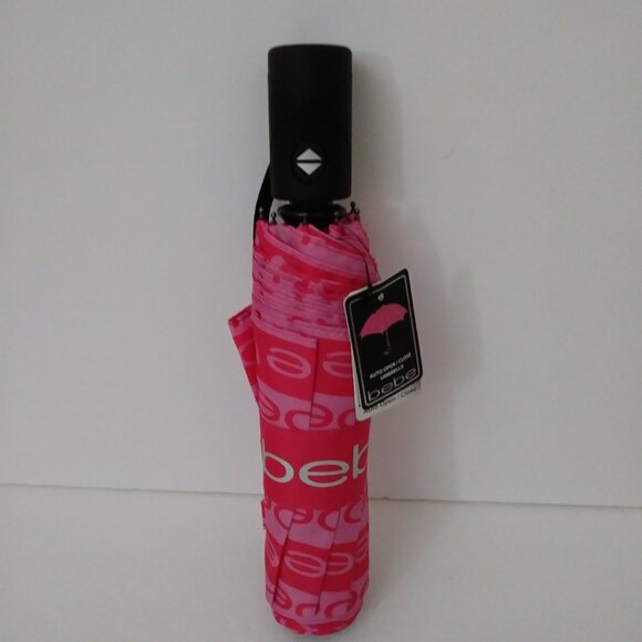 Bebe Pink Logo Compact Umbrella Auto Open - Picture 3 of 15